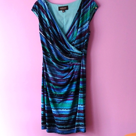 Evan Picone Dresses & Skirts - Elegant Blue and Green Striped Dress